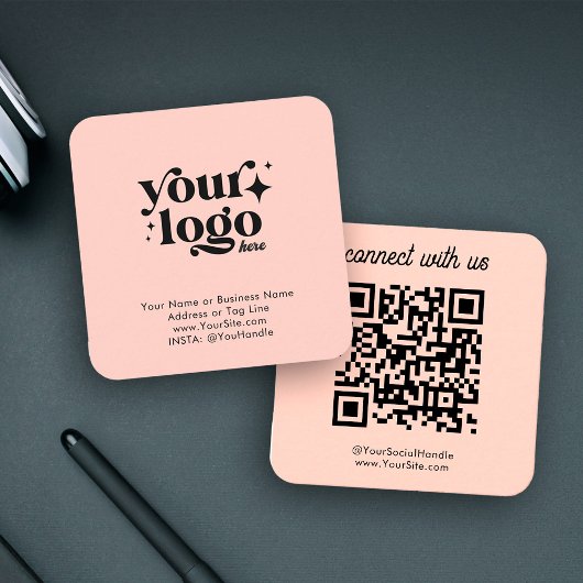 ソーシャルメディカスタムアのロゴQRコードブラックシンプル スクエア名刺