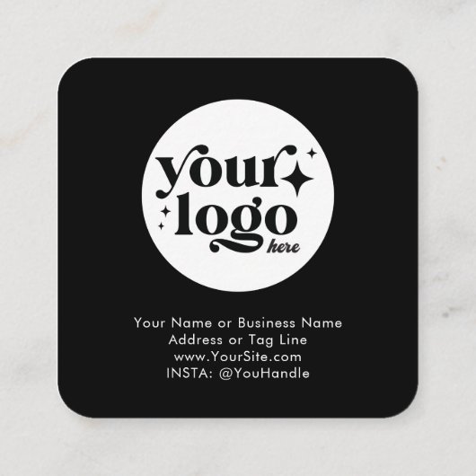 ソーシャルメディカスタムアのロゴQRコードブラックシンプル スクエア名刺 (裏面)