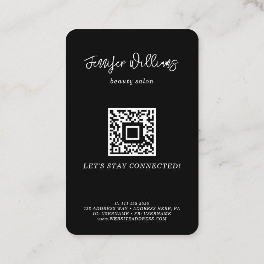 ソーシャルメディカスタムアのQRコード&フォトブラックモダン 名刺 (裏面)