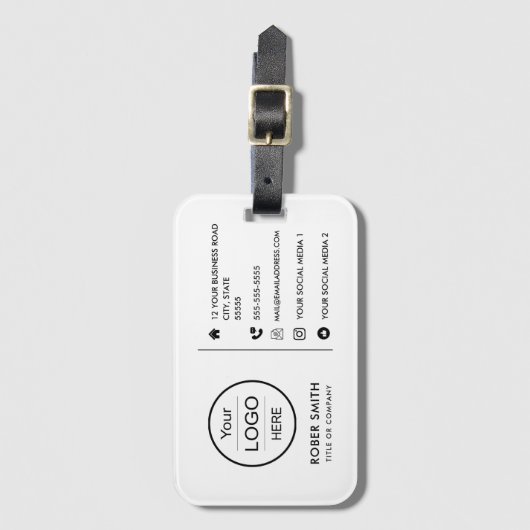 ソーシャルメディカスタムアアイコン付きのロゴ ラゲッジタグ (正面縦)