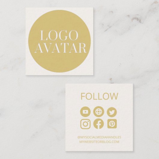 ソーシャルメディカスタムアアイコンAVATARロゴビジネス スクエア名刺 (正面/裏面)