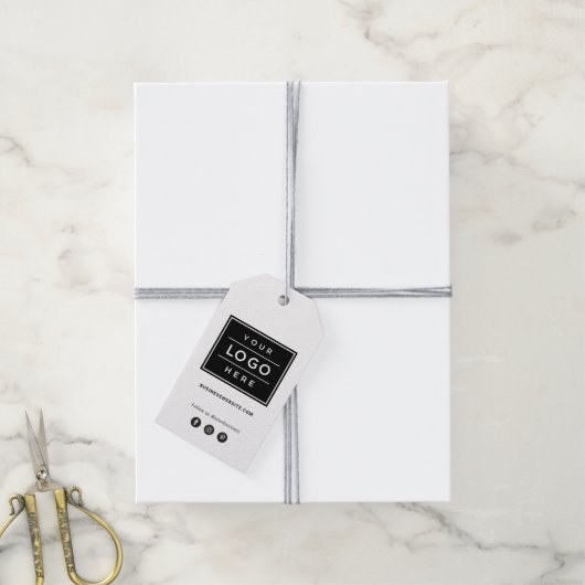 ソーシャルメディカスタムア製品を使用したビジネスロゴ ギフトタグ (より糸付き)