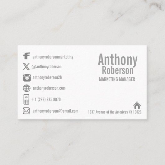 ソーシャルメディカスタムア記号を含むテンプレート 名刺 (正面)