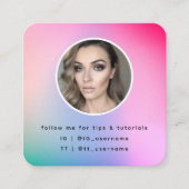 ソーシャルメディカラフルアパステルレインボーモダンスクリプト スクエア名刺 (正面)