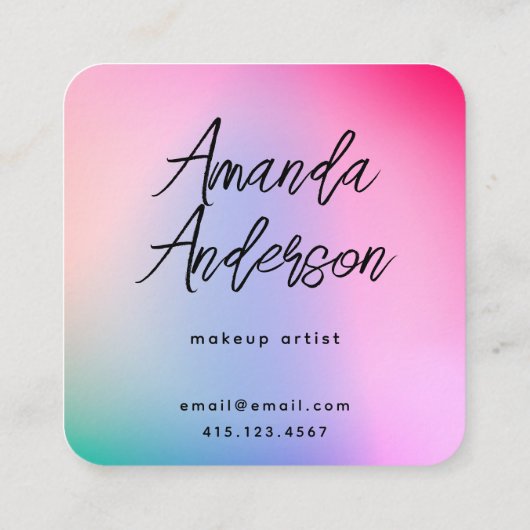 ソーシャルメディカラフルアパステルレインボーモダンスクリプト スクエア名刺 (裏面)