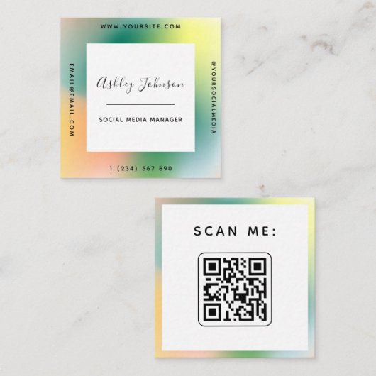 ソーシャルメディカラフルアマネージャの緑のグラデーショクールン スクエア名刺 (正面/裏面)