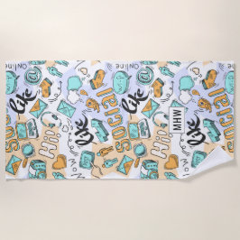 ソーシャルメディクールアカスタムのモノグラムビーチタオル ビーチタオル