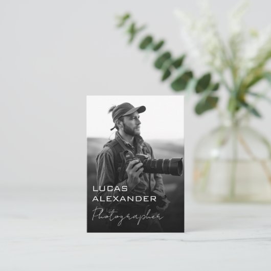 ソーシャルメディシンプルアミニマルフォトグラファーのまたはコード 名刺 (スタンド正面)