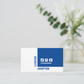 ソーシャルメディシンプルアQRコードブルー 名刺 (スタンド正面)