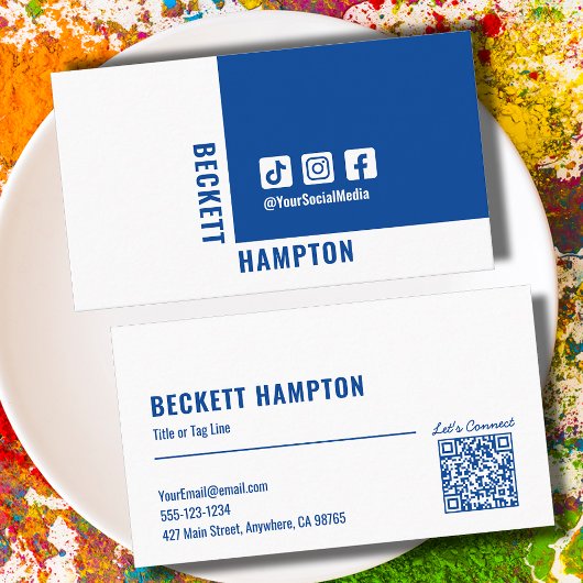 ソーシャルメディシンプルアQRコードブルー 名刺