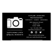 ソーシャルメディスタイリッシュアカメラフリーランス写真家 マグネット名刺 (正面)