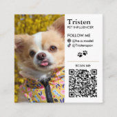 ソーシャルメディパーソナライズされたアのダブルフォトQR スクエア名刺 (正面)