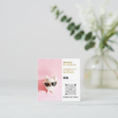 ソーシャルメディパーソナライズされたアのダブルフォトQR スクエア名刺 (スタンド正面)