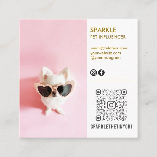 ソーシャルメディパーソナライズされたアのダブルフォトQR スクエア名刺 (正面)