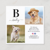 ソーシャルメディパーソナライズされたアモノグラム3写真QRコード スクエア名刺 (正面)