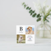 ソーシャルメディパーソナライズされたアモノグラム3写真QRコード スクエア名刺 (スタンド正面)