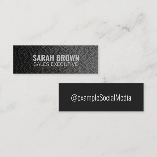 ソーシャルメディパーソナライズされたア「ブラックレザー」 スキニー名刺 (正面/裏面)