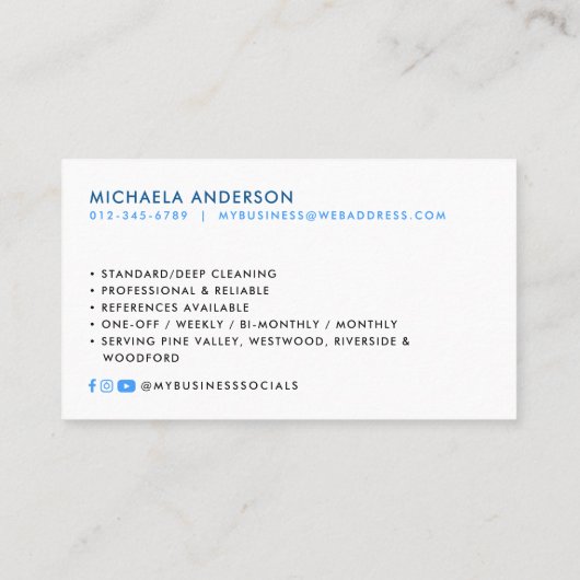 ソーシャルメディモダンアのクリーニングサービス 名刺 (裏面)