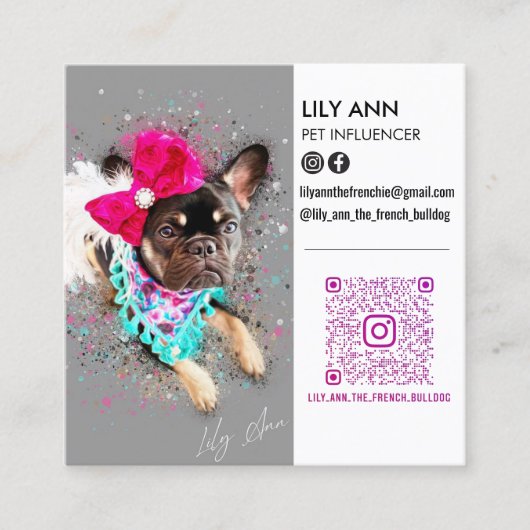 ソーシャルメディモダンアのダブルフォトQR スクエア名刺 (正面)