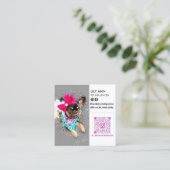 ソーシャルメディモダンアのダブルフォトQR スクエア名刺 (スタンド正面)