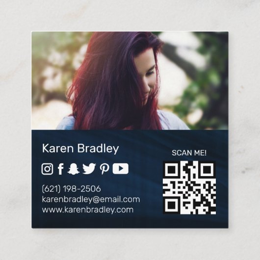 ソーシャルメディモダンアの追加ロゴ写真の情報QRコード スクエア名刺 (裏面)