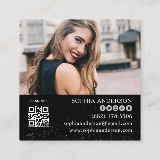 ソーシャルメディモダンアの追加ロゴ写真のQRコード スクエア名刺 (裏面)