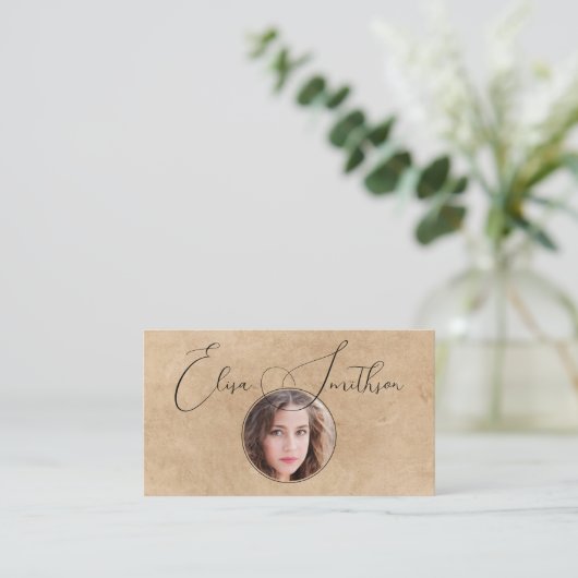 ソーシャルメディモダンアのQRコードをスクリプトで写真を追加 名刺 (スタンド正面)