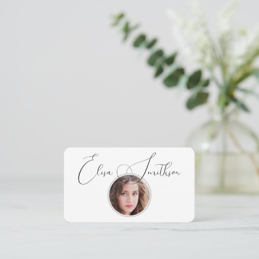 ソーシャルメディモダンアのQRコードをスクリプトで写真を追加 名刺 (スタンド正面)