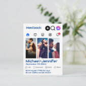 ソーシャルメディモダンアをテーマにした写真QRコード結婚s ポストカード (スタンド正面)
