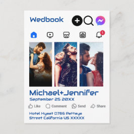 ソーシャルメディモダンアをテーマにした写真QRコード結婚s ポストカード