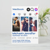 ソーシャルメディモダンアをテーマにした写真QRコード結婚s 招待状 (スタンド正面)