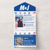 ソーシャルメディモダンアをテーマにしたQRコード結婚の オールインワン招待状 (内側)