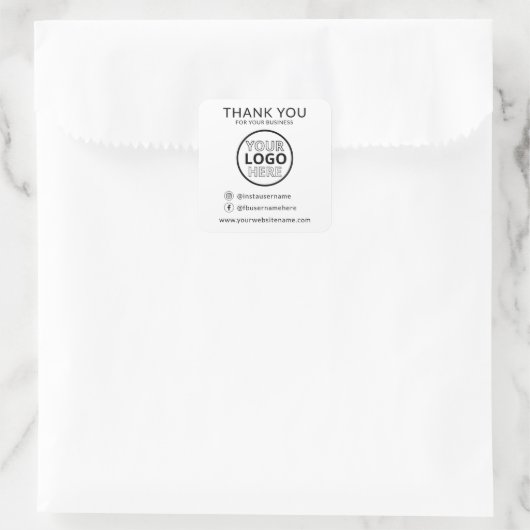 ソーシャルメディモダンアアイコンありがとうビジネスロゴ スクエアシール (バッグ)