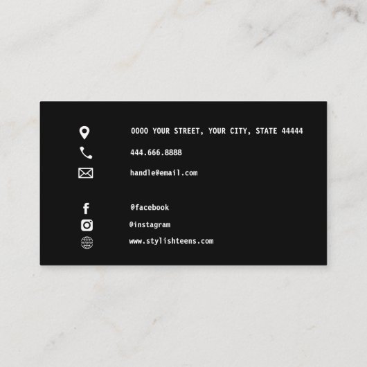 ソーシャルメディモダンアアイコンの名刺ブラック 名刺 (裏面)