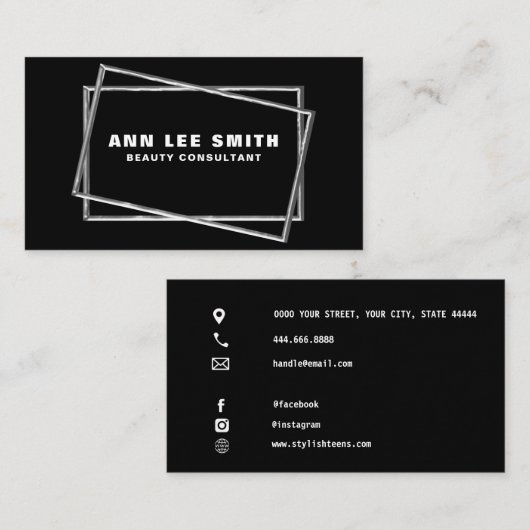 ソーシャルメディモダンアアイコンの名刺ブラック 名刺 (正面/裏面)