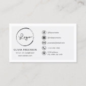 ソーシャルメディモダンアアイコンを使用したミニマルなロゴ 名刺 (正面)