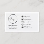 ソーシャルメディモダンアアイコンを使用したミニマルなロゴ 名刺 (正面)