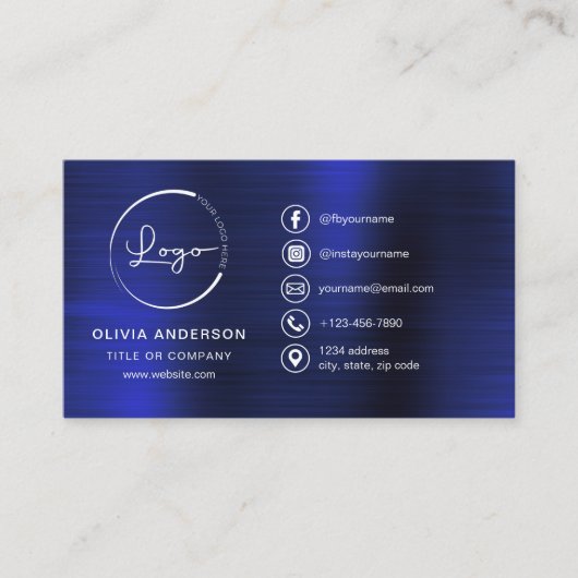 ソーシャルメディモダンアアイコンを使用したミニマルなロゴ 名刺 (正面)