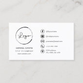 ソーシャルメディモダンアアイコンを使用したミニマルなロゴ 名刺 (正面)