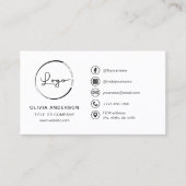 ソーシャルメディモダンアアイコンを使用したミニマルなロゴ 名刺 (正面)