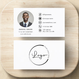 ソーシャルメディモダンアアイコンを使用したミニマル写真 名刺