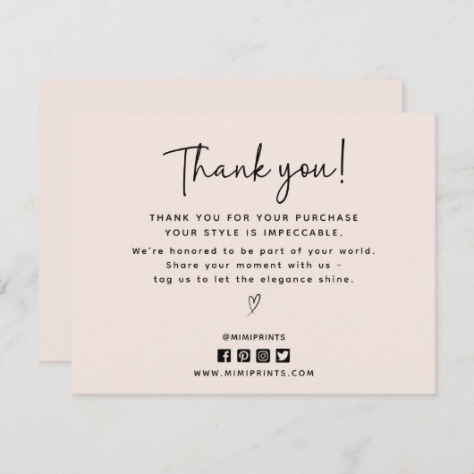 ソーシャルメディモダンアアイコンサンキューカード エンクロージャーカード (正面/裏面)