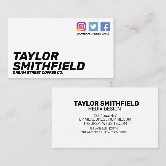 ソーシャルメディモダンアシンプルの名刺 名刺 (正面/裏面)