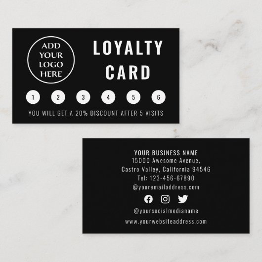 ソーシャルメディモダンアプロフェッショナルビジネスロゴ ロイヤリティカード (正面/裏面)