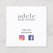 ソーシャルメディモダンアミニマル美容師 スクエア名刺 (正面)