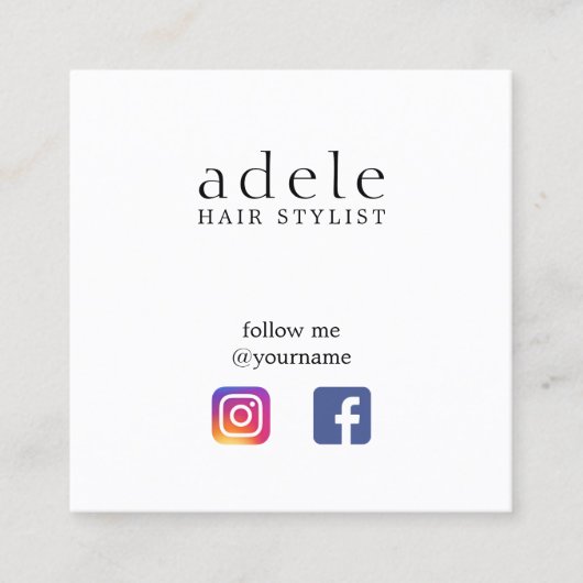 ソーシャルメディモダンアミニマル美容師 スクエア名刺 (正面)