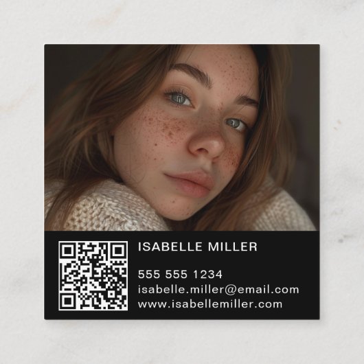 ソーシャルメディモダンアロゴ写真QRコード スクエア名刺 (裏面)