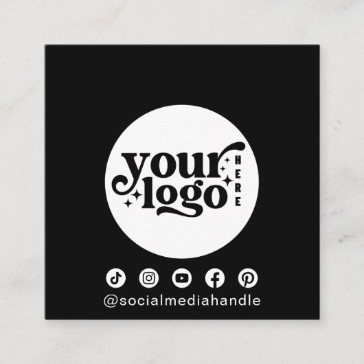 ソーシャルメディモダンアロゴ写真QRコード スクエア名刺 (正面)