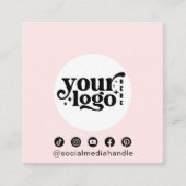 ソーシャルメディモダンアロゴ写真QRピンク スクエア名刺 (正面)
