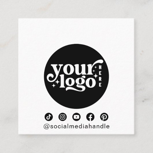 ソーシャルメディモダンアロゴ写真QRホワイト スクエア名刺 (正面)